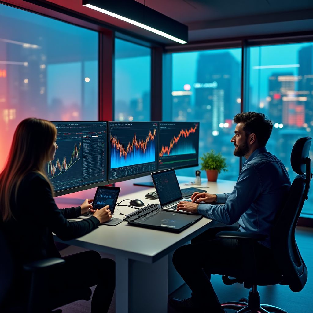 Echipa CryptoInvestPro în birou